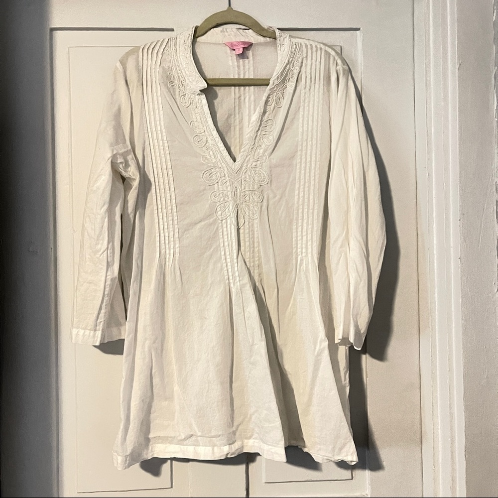 Lilly Pulitzer White Beaded Sarasota Tunic